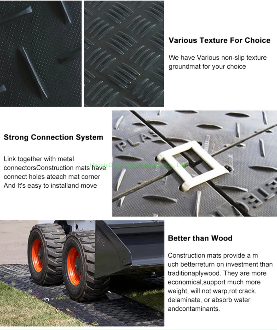 Custom Color HDPE Hard Wearing Ground Mat Road Protector Pad Plastic